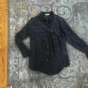 Black on black shimmery sheer button down, never worn.